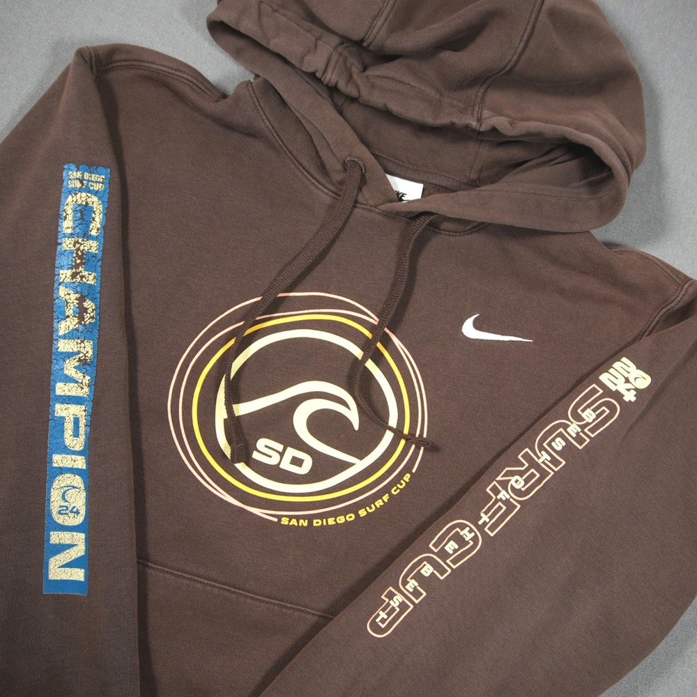 Nike San Diego Surf Cup Pullover Men Hoodie S Y2K Brown Sweater Skate Socal